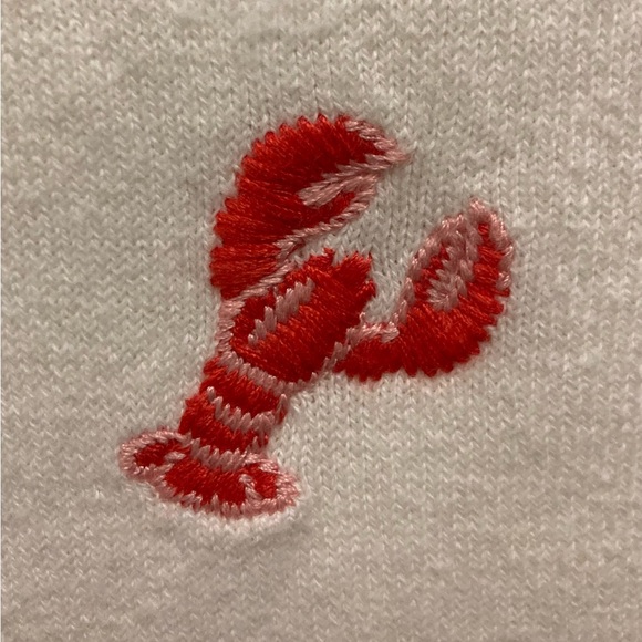J.Crew Women’s Cotton White Teddie Sweater with Embroidered Lobsters - Picture 4 of 5